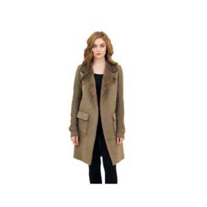 Love Token Harlow Faux Fur Knit Cardigan M Luxe Soft Neutral Winter Fall